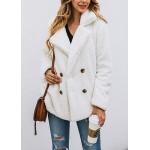 Z-white Women's Fashion Long Sleeve Lapel Zip Up Faux Shearling Shaggy Oversized Coat Jacket For Warm Winter