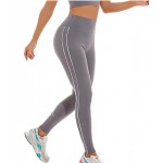 Grey Workout Leggings for Women Yoga Pants Leggings Stripes on Side, Tummy Control High Waisted Grey Workout Leggings for Women Yoga Pants Leggings Stripes on Side, Tummy Control High Waisted