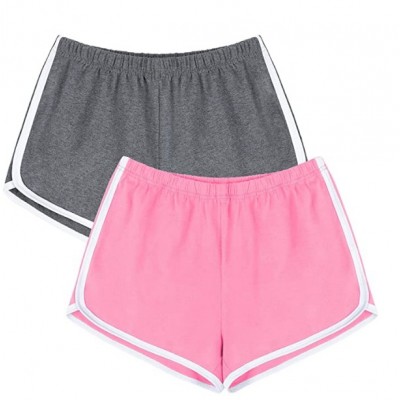 Dark Grey, Authentic Pink 2 Pack Cotton Sport Shorts Yoga Dance Short Pants Summer Athletic Shorts