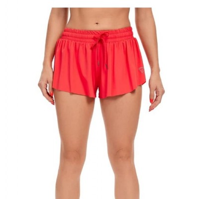 Red Women's Lithe Running Yoga Workout Gym Athletic Dress High Flex Push Up Shorts