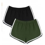 Black, Army Green 2 Pack Cotton Sport Shorts Yoga Dance Short Pants Summer Athletic Shorts
