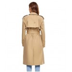 Women's Trench Coat, Double-breasted Rain Coat with Belt 100% Cotton